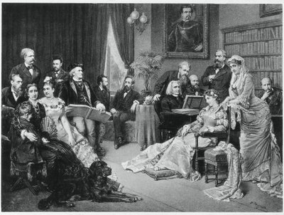 Richard Wagner und Liszt in Bayreuth mit Cosima und Siegfried - nach Fritz Georg Papperitz von Friedrich Georg Papperitz