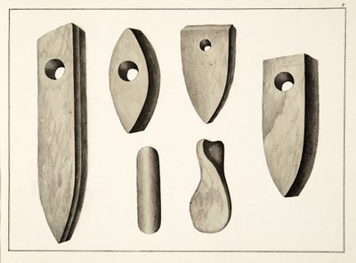 Steinwaffen, Tafel aus A History of the Development and Customs of Chivalry, von Dr. Franz Kottenkamp, veröffentlicht von Carl Hoffmann, 1842 von Friedrich Martin von Reibisch