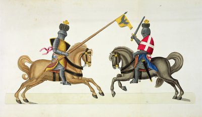 Zwei Ritter bei einem Turnier, Platte aus 