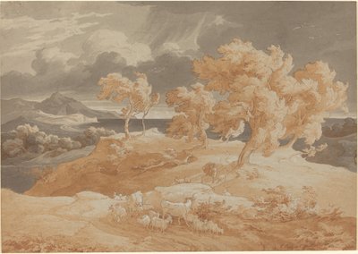 Italienische Küstenlandschaft mit Gewitter von Friedrich Preller the Elder
