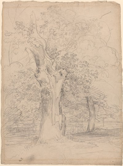 Ein alter Baum mit Figuren in einer Landschaft von Friedrich Salathé