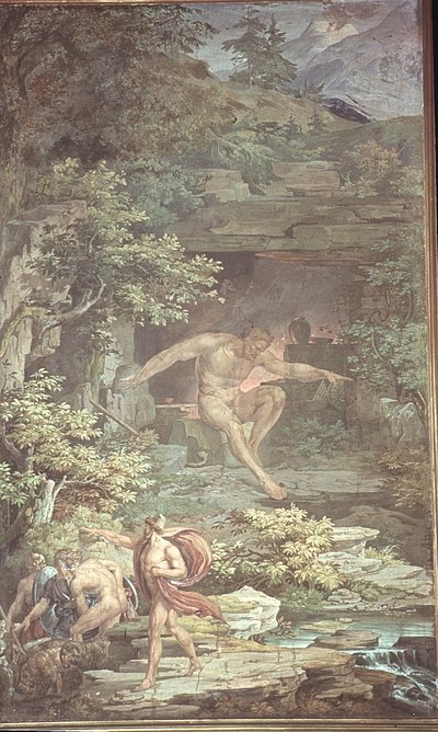 Flucht aus der Höhle des geblendeten Polyphem, Szenen aus der Odyssee von Friedrich the Elder Preller