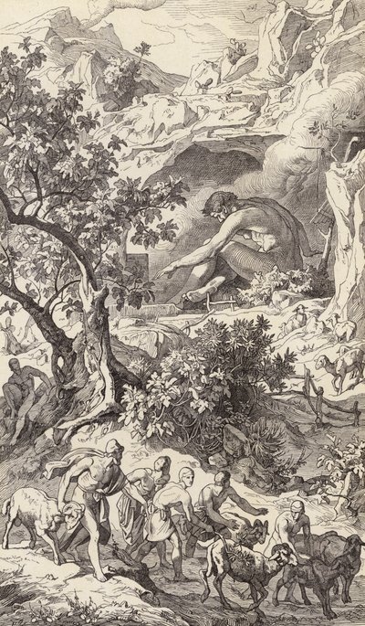 Odysseus passiert die Höhle des Polyphemos von Friedrich the Elder Preller