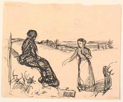 Draußen im Schnee saß eine Frau in langen schwarzen Kleidern... von Fritz Syberg