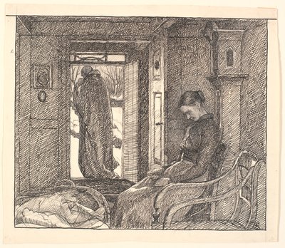 Und die Mutter sah in ihren Schoß, und die Tränen liefen ihr über die Wangen... von Fritz Syberg