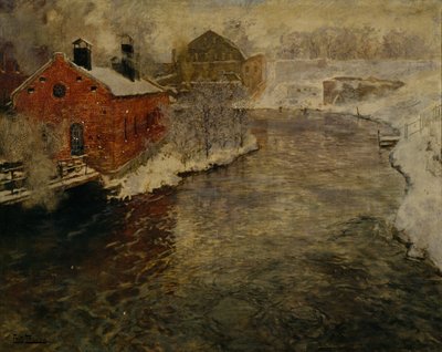 Fabriken am Akerselva-Fluss von Fritz Thaulow