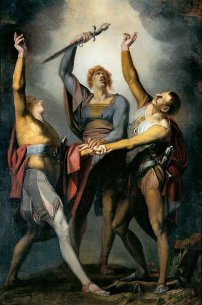 Die drei Eidgenossen beim Rütlischwur, 1779-1781 von Füssli