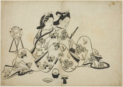 Rücken an Rücken, aus einer Serie von 12 Drucken von Furuyama Moroshige