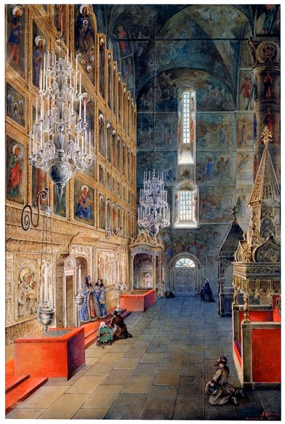 Innenraum in der Mariä-Entschlafens-Kathedrale im Moskauer Kreml von Fyodor Yakovlevich Alexeev