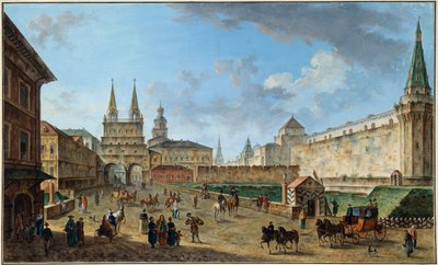 Ansicht des Auferstehungstors am Roten Platz, Moskau, Russland, ca. 1801 von Fyodor Yakovlevich Alexeev