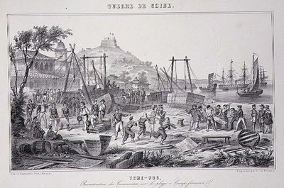 Zusammenbau von Kanonenbooten am Strand von Tche-Fou, aus 