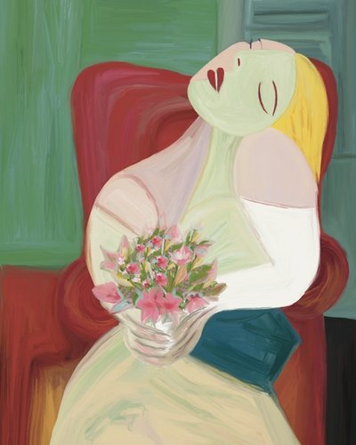 Abstrakte Frau mit Blumen von GIovanna Gil Alves
