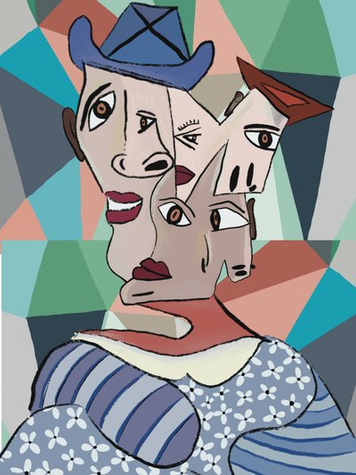 Farbenfrohes kubistisches Porträt von GIovanna Gil Alves