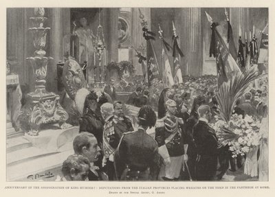 Jahrestag der Ermordung von König Humbert, Delegationen aus den italienischen Provinzen legen Kränze auf das Grab im Pantheon in Rom von G.S. Amato