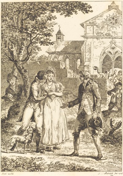 Der erwiderte Kuss: Der geliehene Kuss von G. Mallesteste after Jacques Louis François Touzé