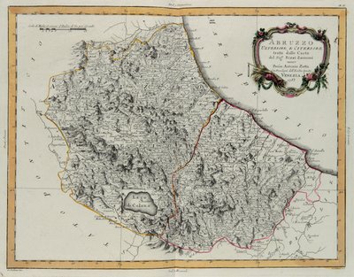 Weiteres und Hither Abruzzo, Stich von G. Zuliani aus Band II des "Neuesten Atlas" veröffentlicht in Venedig 1783 von Antonio Zatta, Privatsammlung von G. Zuliani