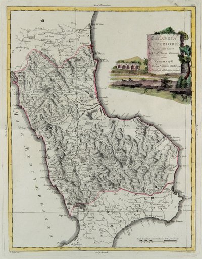 Kalabrien, Gravur von G. Zuliani aus Band II des "Neuesten Atlas" veröffentlicht in Venedig 1783 von Antonio Zatta, Private Sammlung von G. Zuliani