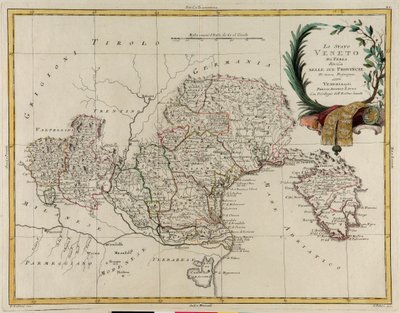 Landgebiet des Staates Veneto, unterteilt in seine Provinzen, Stich von G. Zuliani aus Band II des "Neuesten Atlas" veröffentlicht in Venedig 1782 von Antonio Zatta, Privatsammlung von G. Zuliani