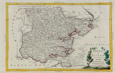 Provinz Essex, Stich von G. Zuliani aus Band I des "Neuesten Atlas" veröffentlicht in Venedig 1779 von Antonio Zatta, Privatsammlung von G. Zuliani