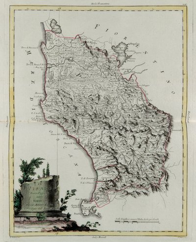 Gebiet von Pisa, Stich von G. Zuliani aus Band II des "Neuesten Atlas" veröffentlicht in Venedig 1783 von Antonio Zatta, Privatsammlung von G. Zuliani