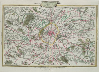 Der Umriss von Paris, die Gouvernements von Frankreich und Orléans, Stich von G. Zuliani aus Band I des Neuesten Atlas, veröffentlicht in Venedig 1776 von Antonio Zatta, Privatsammlung von G. Zuliani