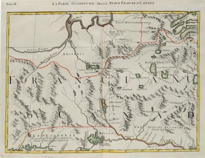 Der westliche Teil von Neufrankreich oder Kanada, Kupferstich von G. Zuliani aus Band I des "Neuesten Atlas" veröffentlicht in Venedig 1778 von Antonio Zatta, Privatsammlung von G. Zuliani