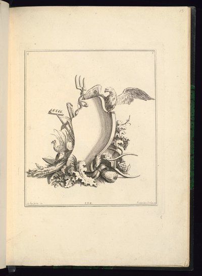 Entwurf für eine Kartusche, die den Garten darstellt von Gabriel Huquier