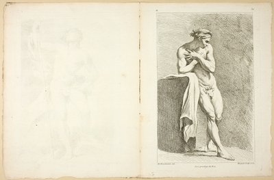 Figur (recto und verso), aus Premier livre de figures d’Academies gravées en Partie par les Professeurs de l’Académie Royale von Gabriel Huquier
