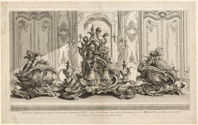Werke von Juste-Aurèle Meissonier: Silbernes Skulpturprojekt für ein großes Mittelstück, ca. 1735-1737 von Gabriel Huquier