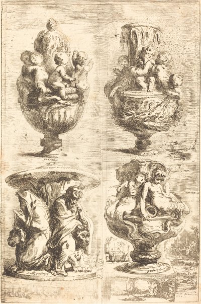Vier Vasen (Les quatres vases) von Gabriel Jacques de Saint Aubin