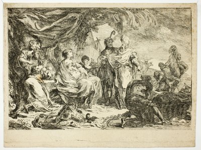 Laban sucht nach seinen Hausgöttern von Gabriel Jacques de Saint Aubin