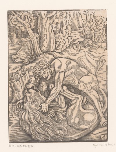 Herkules im Kampf mit dem nemeischen Löwen von Gabriel Salmon
