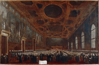 Erste Audienz des Dogen von Venedig vor dem Großen Rat von Gabriele Bella