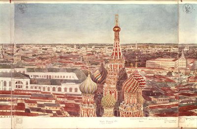 Panorama von Moskau, Darstellung der Basilius-Kathedrale von Gadolle
