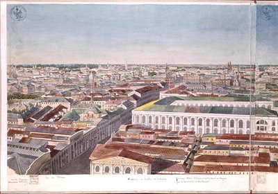 Panorama von Moskau, Darstellung des ehemaligen Marktplatzes und der Börse in Gostiny Dvor von Gadolle