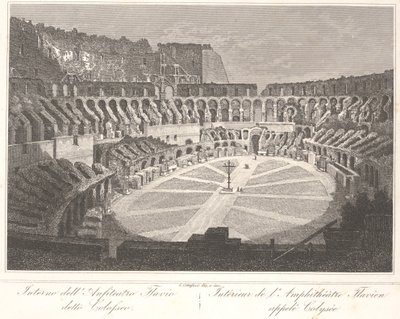 Inneres des Flavischen Amphitheaters, genannt Kolosseum von Gaetano Cottafavi