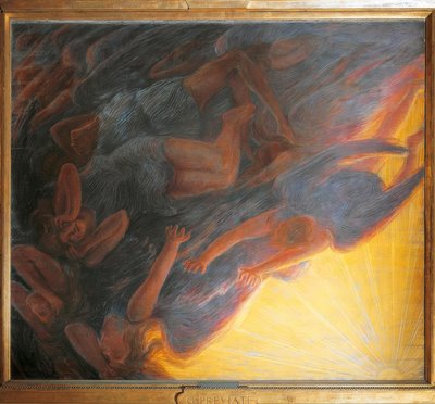 Der Fall der Engel, Triptychon Mittelteil, 1913 von Gaetano Previati