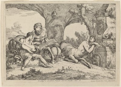 Chiron unterrichtet Achilles in Musik von Gaetano Zompini after Giovanni Benedetto Castiglione