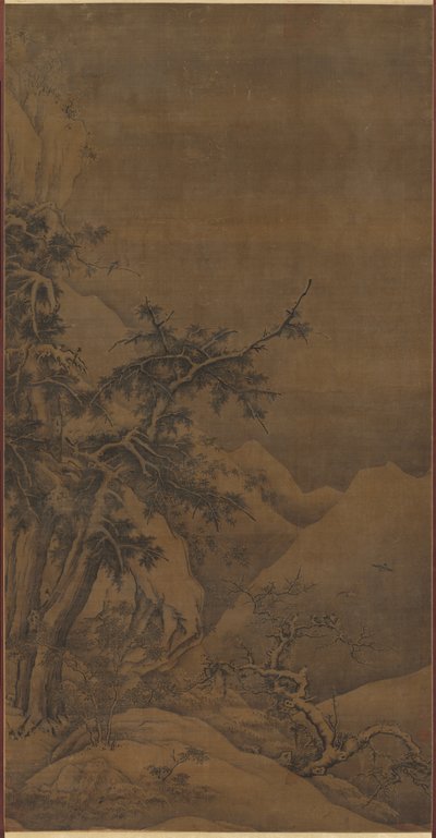 Vögel in einem Hain in einer bergigen Winterlandschaft, 1100er Jahre von Gao Tao