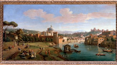 Ansicht von Verona und den Ufern des Flusses Adige - Gemälde, Ende des 17.-18. Jahrhunderts von Gaspar van Wittel
