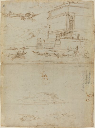 Studien des Lago Maggiore und des Eingangs zu einem Palazzo von Gaspar van Wittel