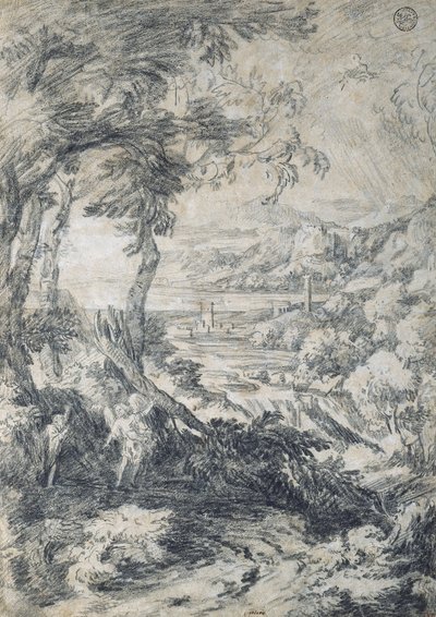 Landschaft mit Elia und dem Engel auf dem Berg Horeb von Gaspard Dughet