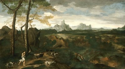 Landschaft mit einem Hirten und Ziegen von Gaspard Dughet