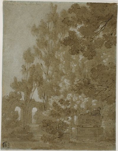 Ansicht von Ruinenbögen und Grab in der Villa Borghese von Gaspard Dughet