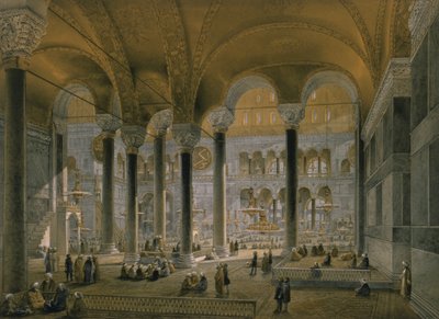 Hagia Sophia, Tafel 6: das nördliche Schiff, graviert von Louis Haghe, veröffentlicht 1852 von Gaspard Fossati