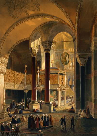 Hagia Sophia, Tafel 8: die Kaiserliche Galerie und Loge, graviert von Louis Haghe, veröffentlicht 1852 von Gaspard Fossati