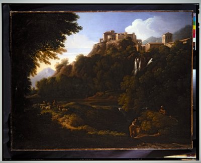 Landschaft - Ein Wasserfall in der römischen Campagna von Gaspard Poussin Dughet