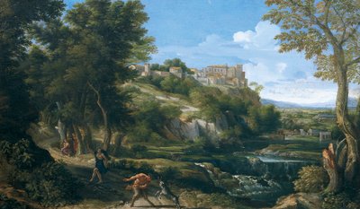 Landschaft mit tanzendem Faun und Nymphe (1667-1668) von Gaspard Poussin Dughet