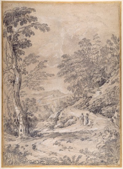Bergstraße, die durch Wald und Felsen windet von Gaspard Poussin Dughet