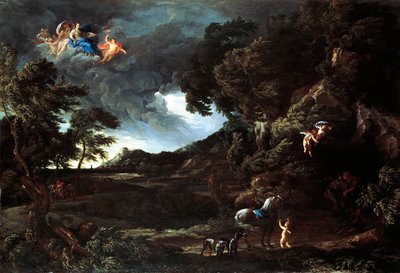 Landschaft mit der Vereinigung von Dido und Aeneas, ca. 1664-48 von Gaspard Poussin and Maratta or Maratti Carlo Dughet